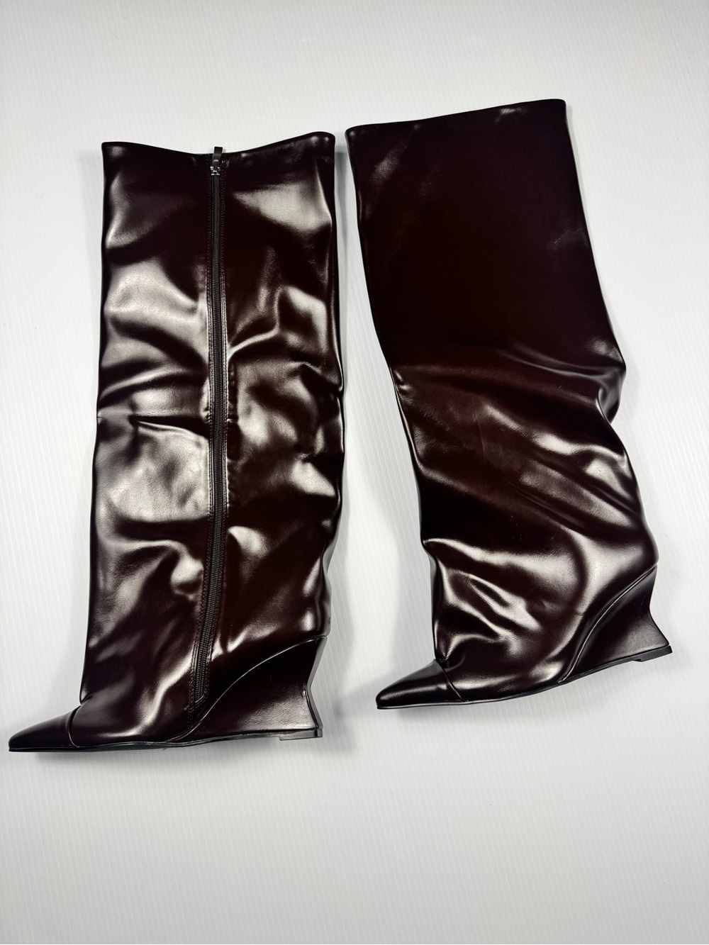Azalea Wang Kenya Brown Wedge Boots NIB | Sizes 6.5–8.5 - Picture 2 of 5